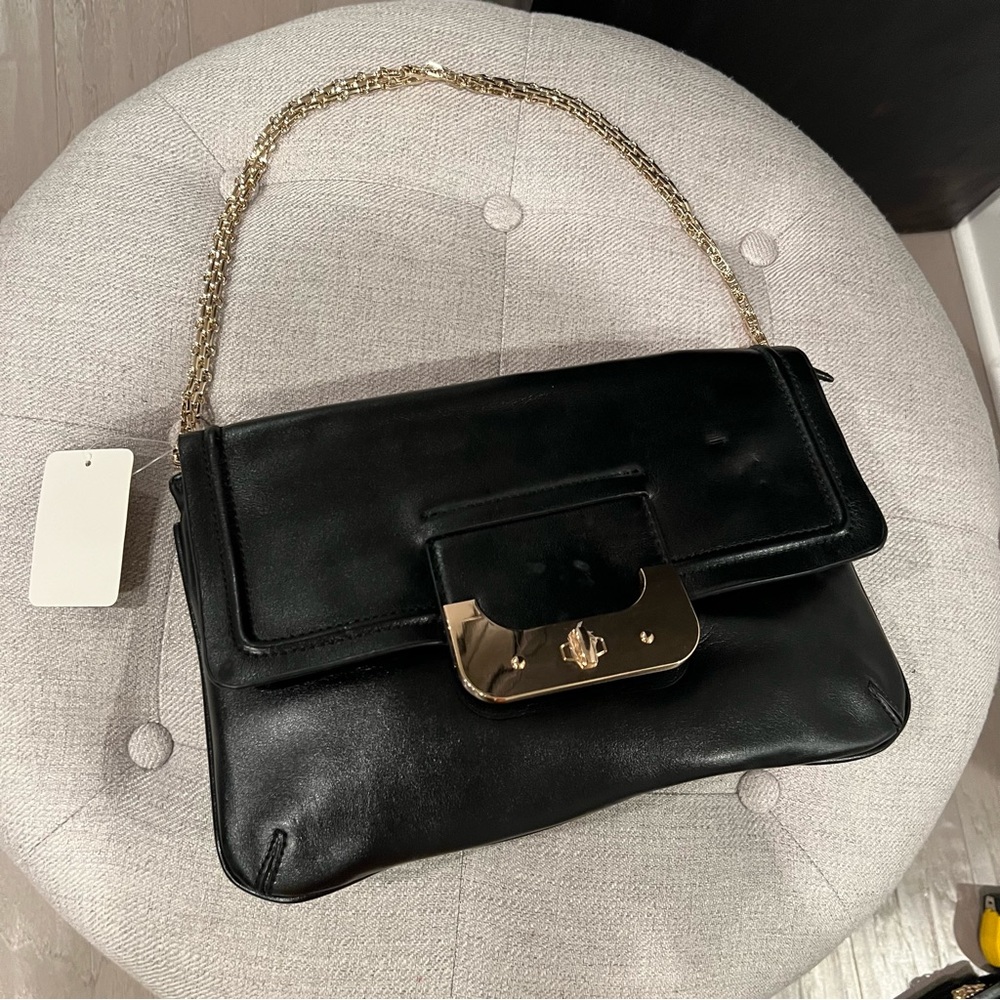 NEW Black Clutch Purse with Gold Chain